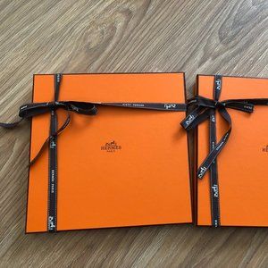 Hermes Empty Square Orange Logo Scarf Boxes for 90cm Scarves with Ribbon
